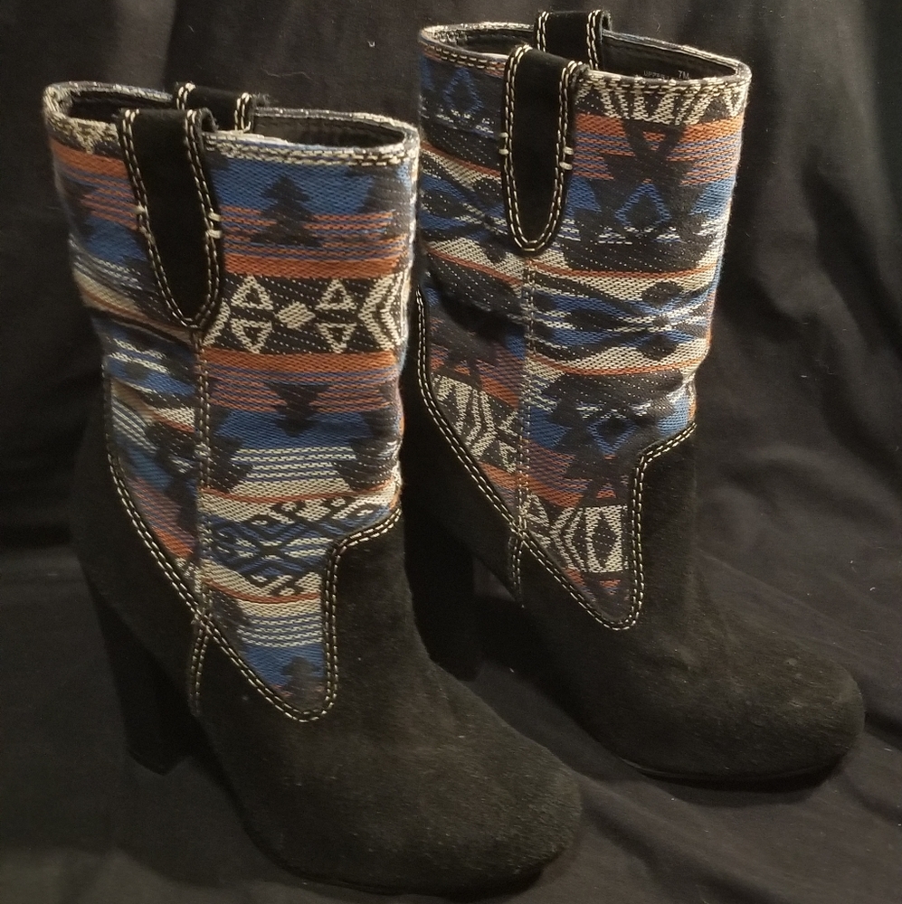 MIA Tribal Print Heeled Boots